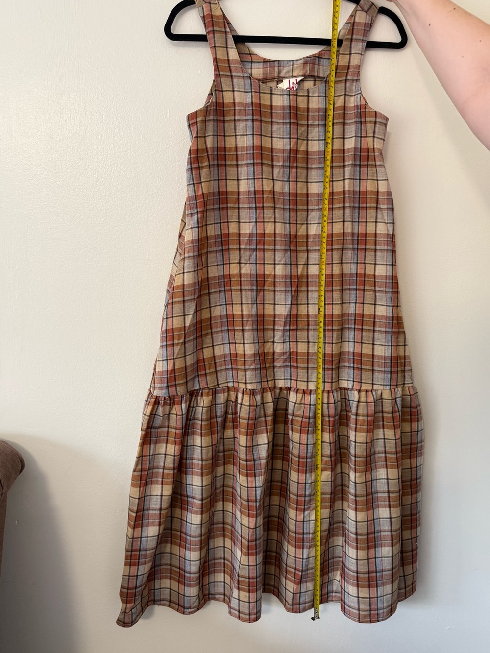 Vintage Y2K Plaid Tiered Midi Dress Size 7/8 Fairygrunge Whimsical Boho - Picture 7 of 11